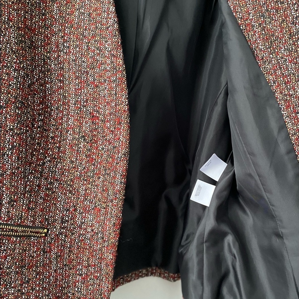 Nine West Size 12 Multicolored Full Lined Collarless Open Front Blazer - Picture 11 of 15